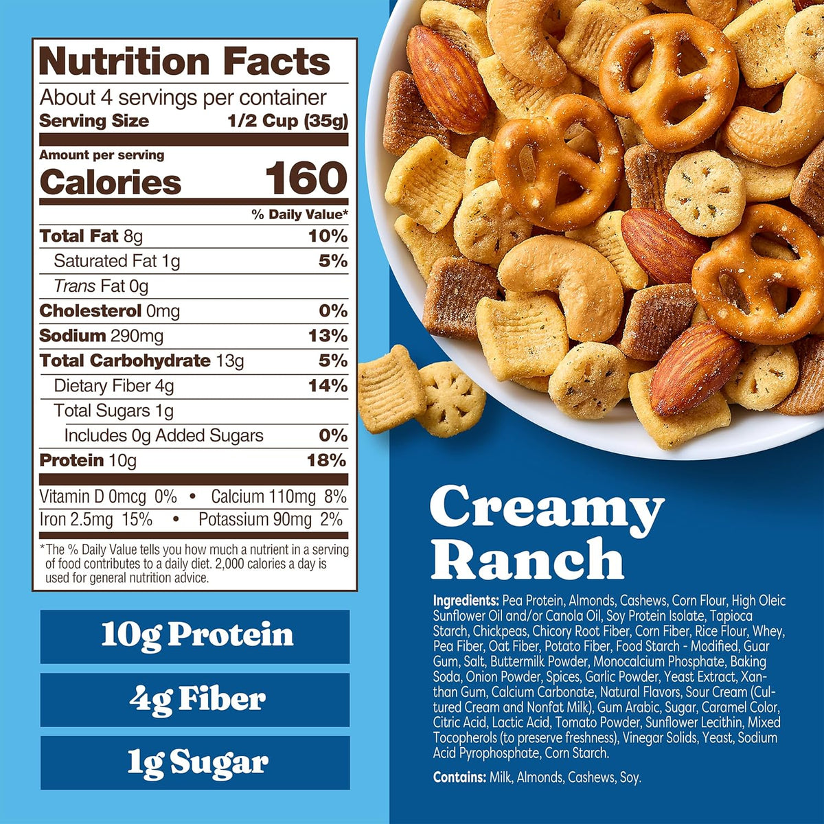 Catalina Crunch Protein Snack Mix - 10g Protein, 1g Sugar per Serving - Good Source of Fiber, Gluten Free - Creamy Ranch, 5.25 Ounce Bag (Pack of 1) - Packaging May Vary