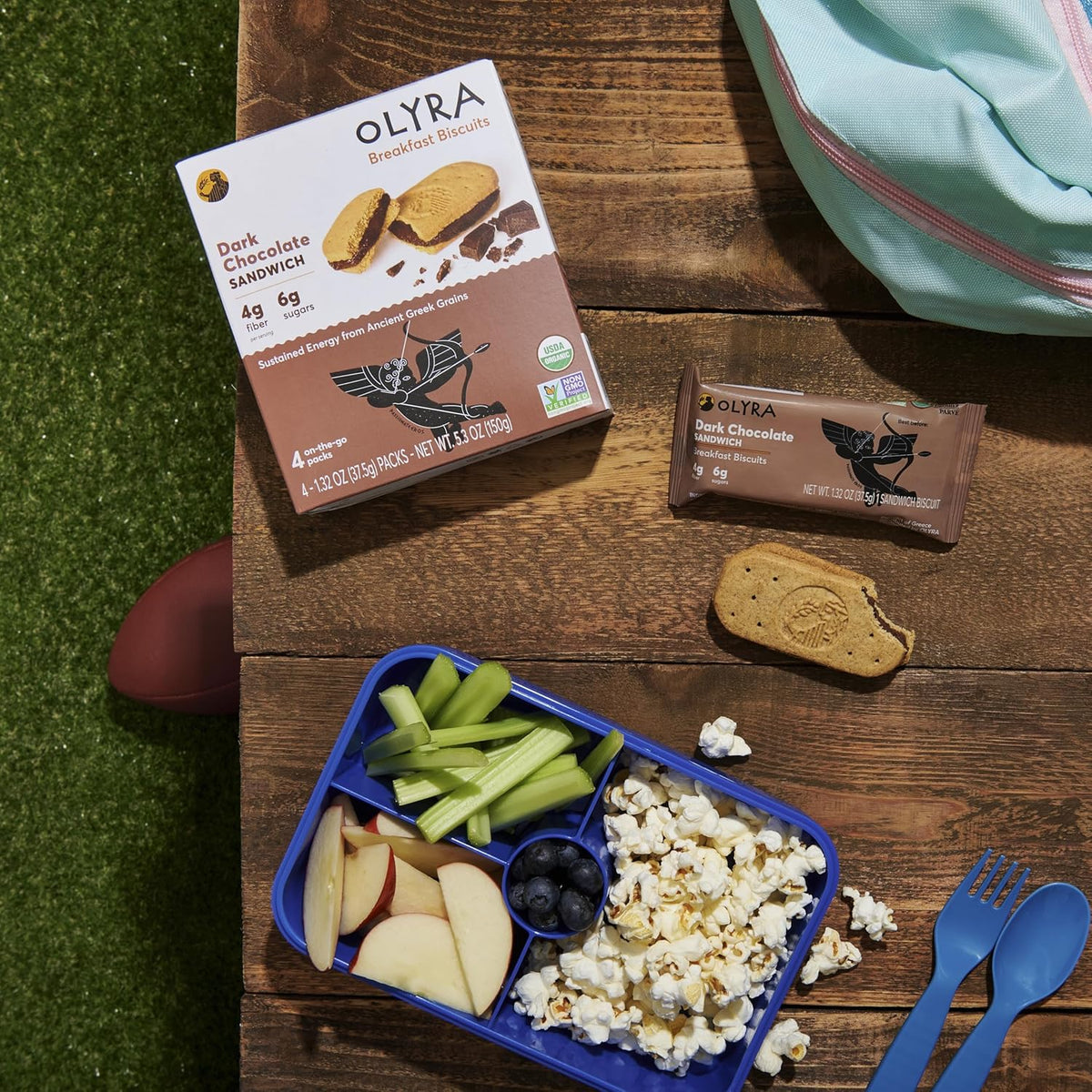 Olyra Creme Breakfast Biscuits - Dark Chocolate - Healthy Snacks for Kids and Adults, Low Sugar, High Fiber, Vegan Organic Cookies - Pack of 4