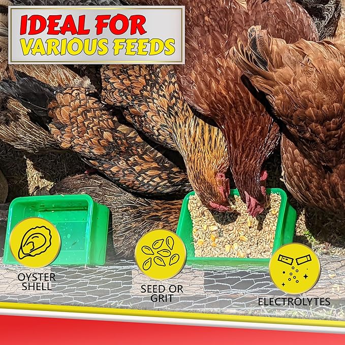 Chicken Cage Cup, 27oz - for Water, Treat, Feed and More - Small Feeder and Waterer Dish for Duck, Baby Chick, Pigeon, Quail, Gamefoul, Parakeet - Poultry Accessories for Bird Cages, Green