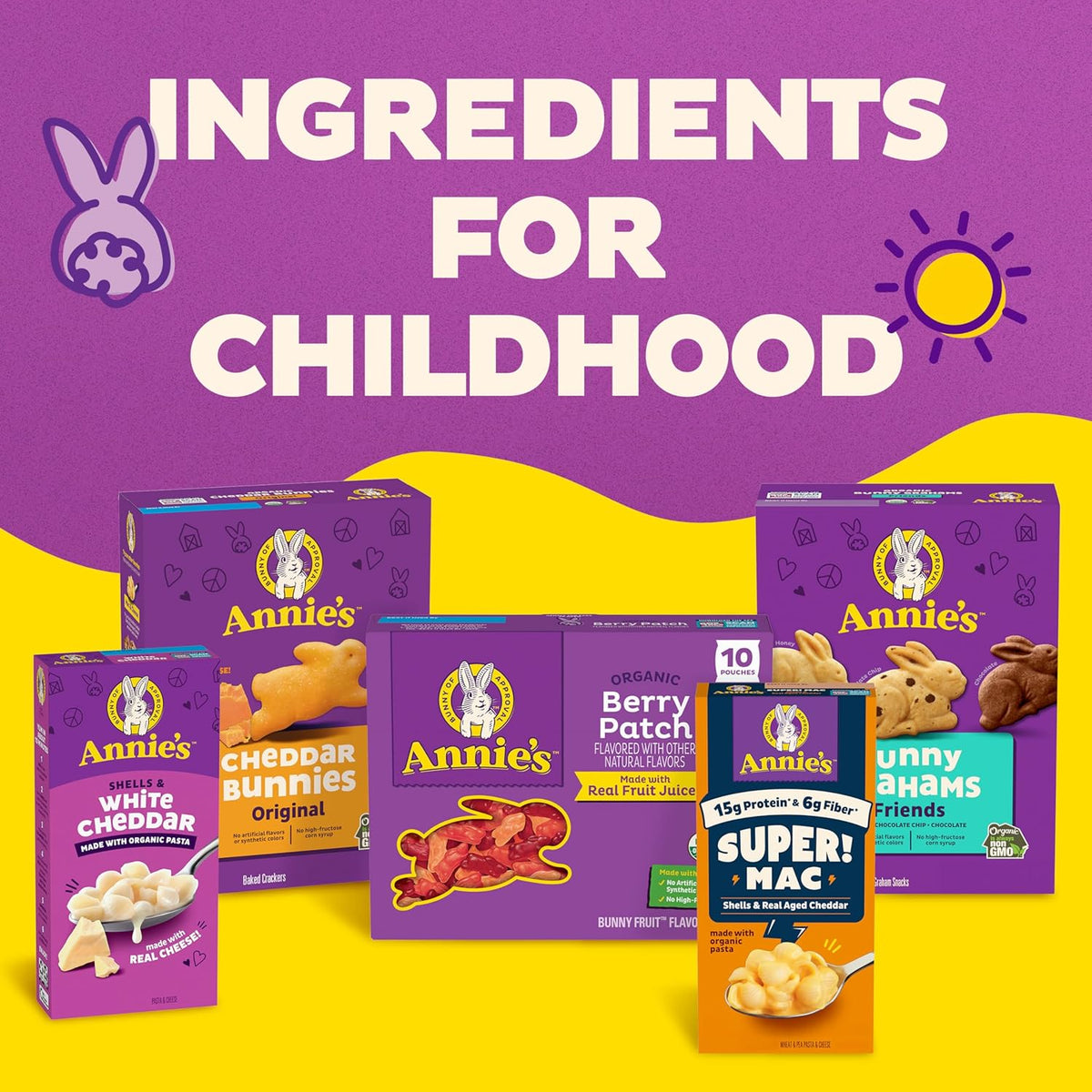 Annie's Organic Bunny Fruit Snacks, Variety Pack, Gluten Free Snack, 22 ct, 15.4 oz