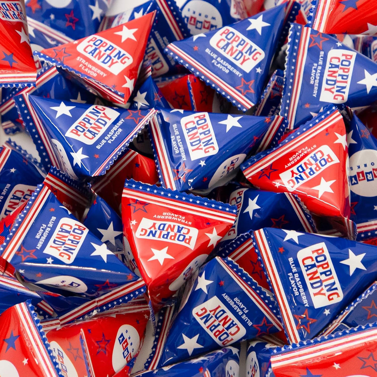 Patriotic Candy - 40 Count Pack - Popping Rocks Pouches - 4th of July Candy - Strawberry and Blue Raspberry Flavors - Individually Wrapped Party Favors by PartyWorks