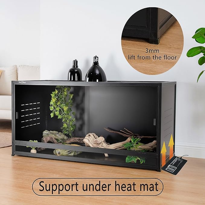 Stackable Space efficient PVC Reptile Enclosures 44 Gallon ToxiRium Large Reptile 40''x16''x16 Tank for Bearded Dragon Lizard Snake,Wide Breeding Vivarium with Sliding Doors Lock-2pcs with spacers