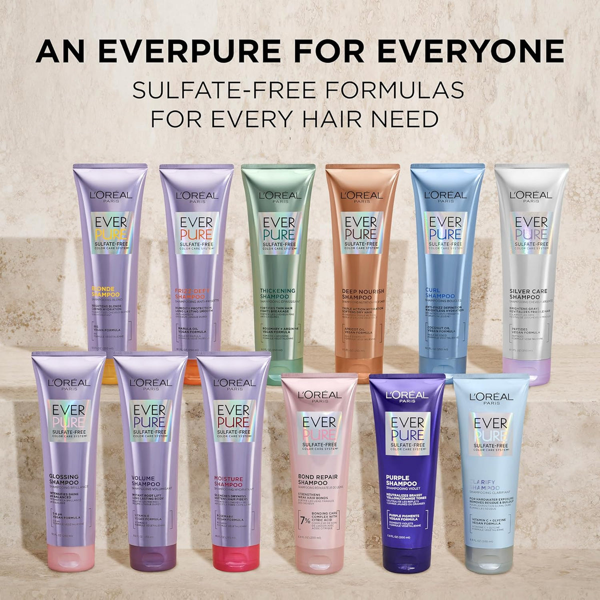 L'Oreal Paris Moisture Sulfate Free Shampoo and Conditioner Set, Hair Care for Color-Treated Hair with Rosemary Botanicals, EverPure, 1 Kit