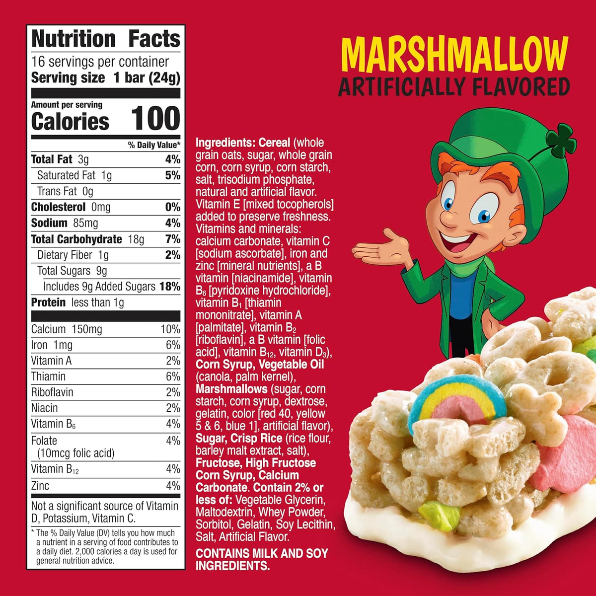 Lucky Charms Cereal Treat Bars, Snack Bars, Value Pack, 16 Ct, 13.6 oz