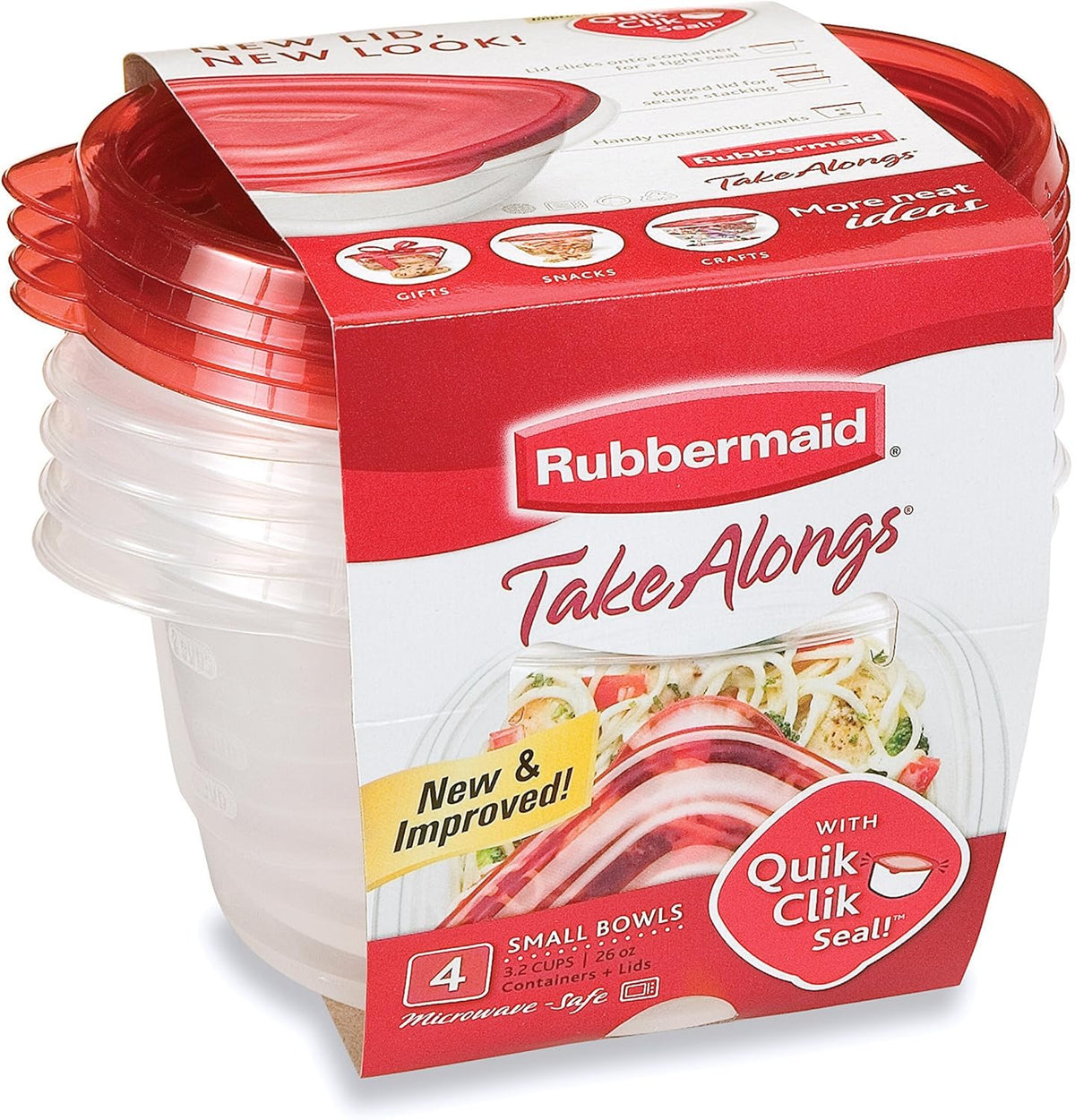 Rubbermaid Storage Bowls, 3.2 Cup, Red,(Pack of 4)