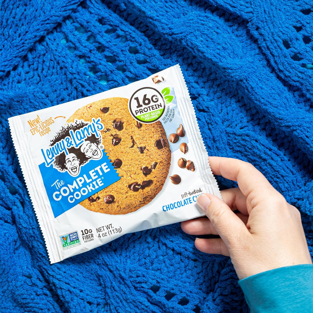 Lenny & Larry's Complete Chocolate Chip Protein Cookies, soft-baked, 16g plant protein, vegan, non-GMO, high fiber, 4 oz, 12-pack