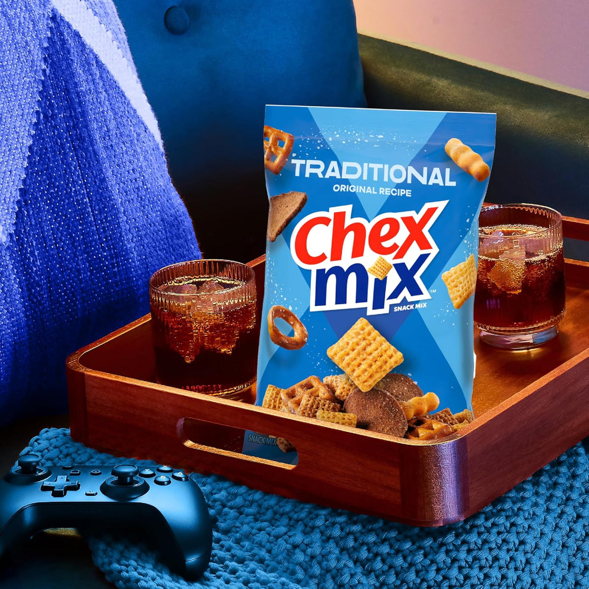 Chex Mix Traditional Original Recipe Snack Mix, Savory Snack Bag, Family Size, 13.5 oz