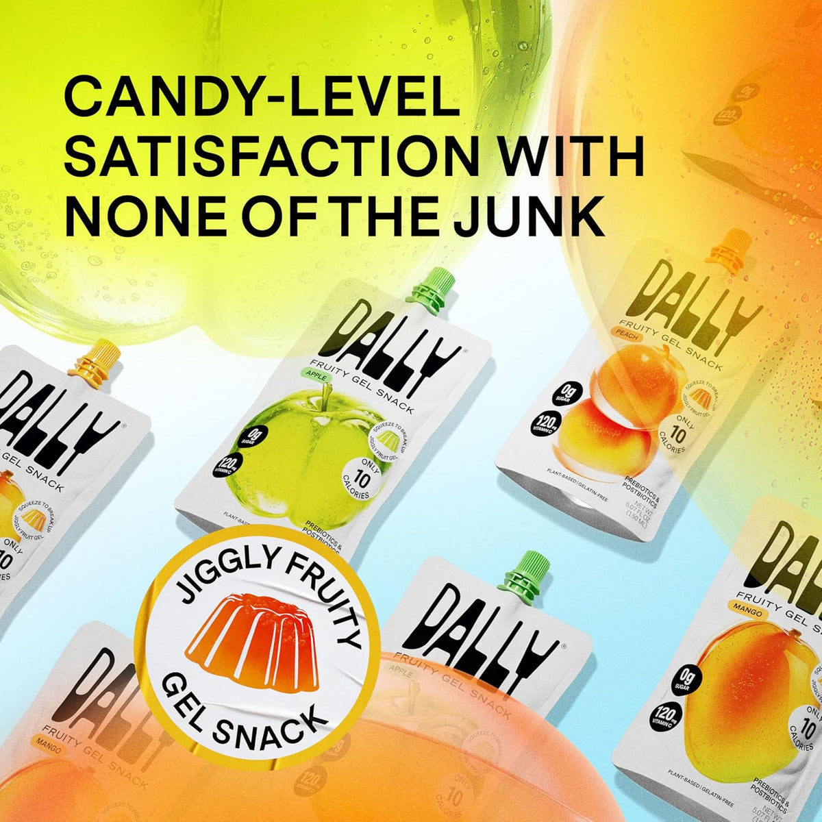 Dally Variety Pack [Mango, Peach & Apple] Drinkable Konjac Jelly 10 Pouches | 10-Calorie Keto, Gluten Free, Sugar Free Korean Fruit Snack | Prebiotics & Postbiotics for Skin, Immune, Weight Management